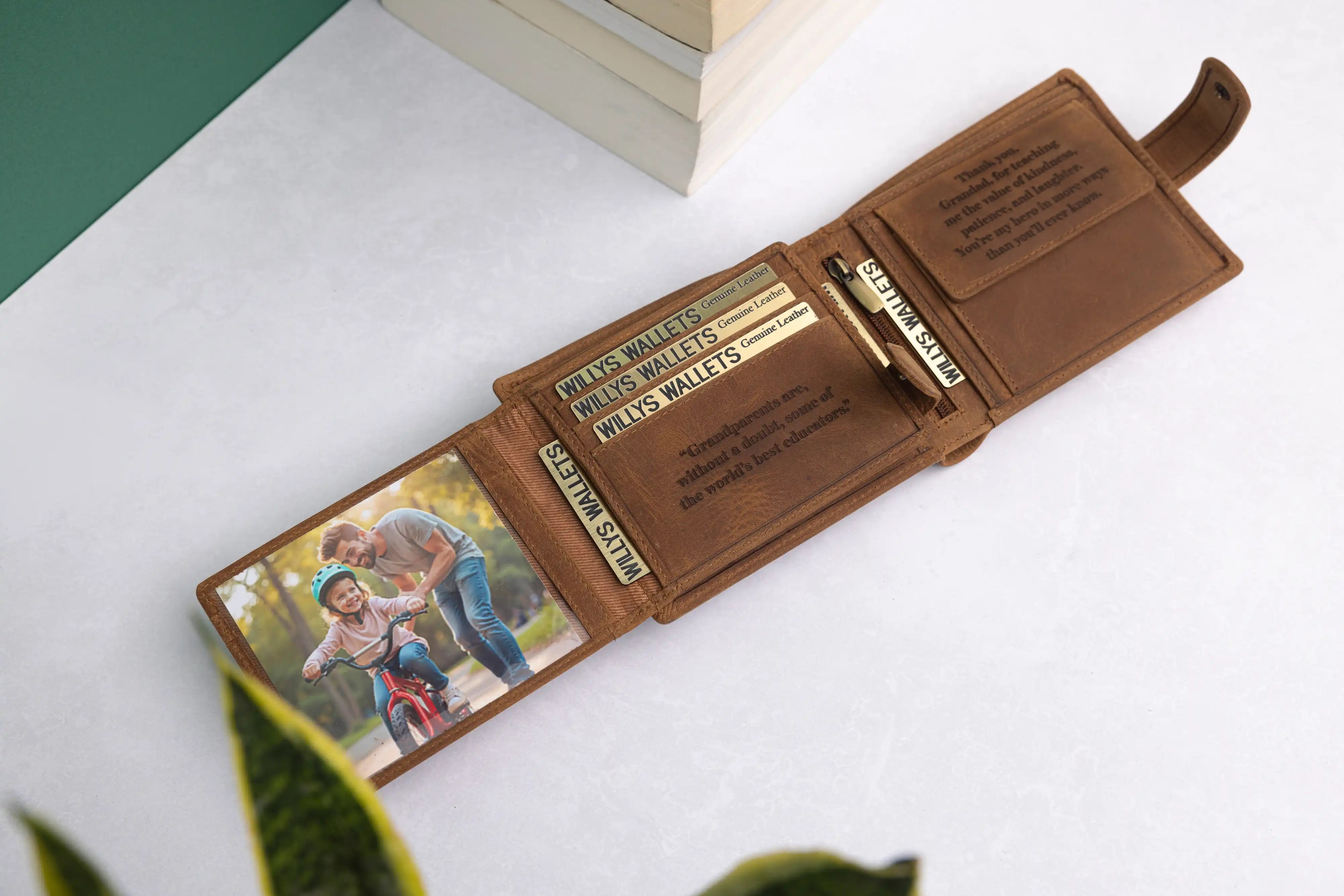 Personalised High-Capacity Rustic Brown Hunter Leather Wallet – Bifold RFID Wallet for Men