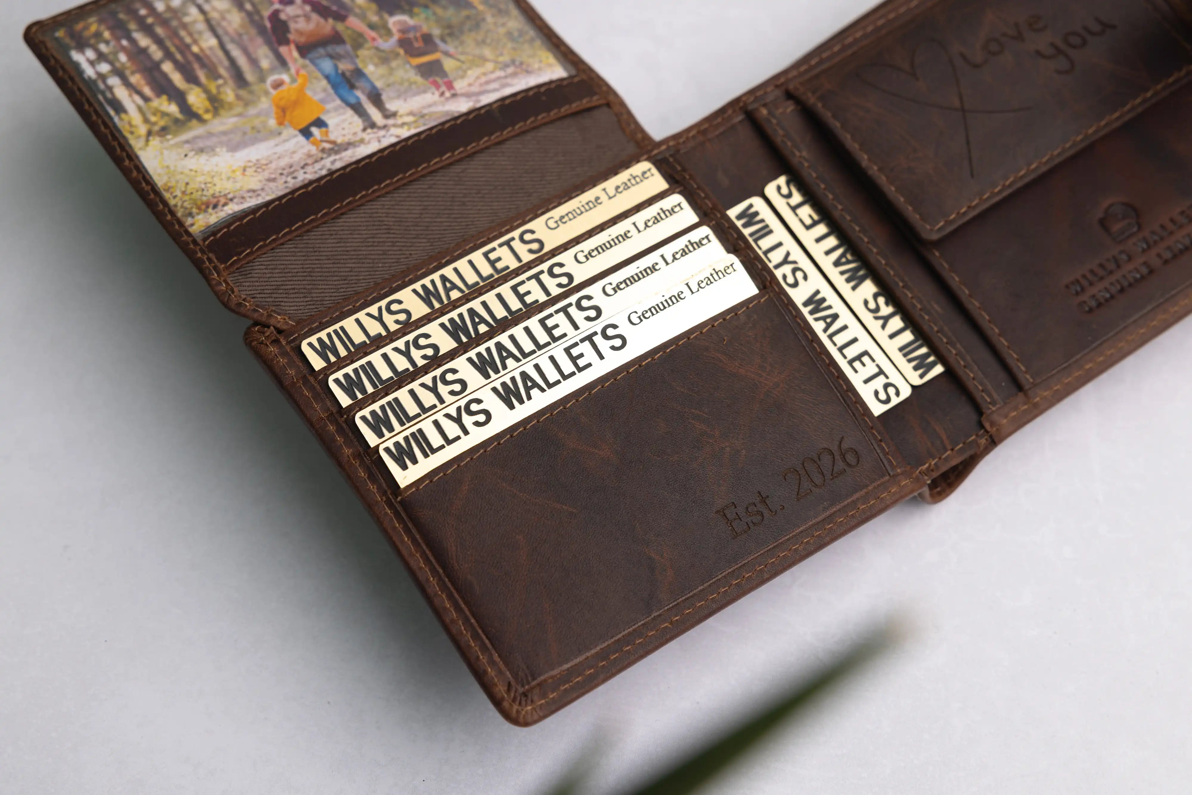 Personalised Brown Leather Wallet – Bifold with Coin Pocket