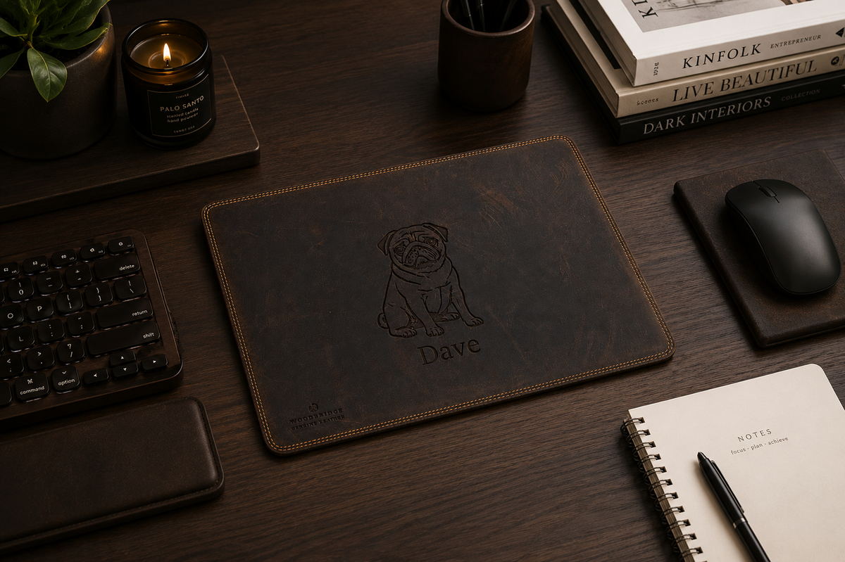 Best Personalised Leather Mouse Mats UK (2026 Guide) – Why Leather Desk Pads Are the Ultimate Office Upgrade