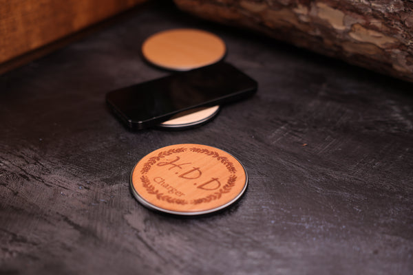 Personalised Engraved 15W Fast Wooden Wireless Charger