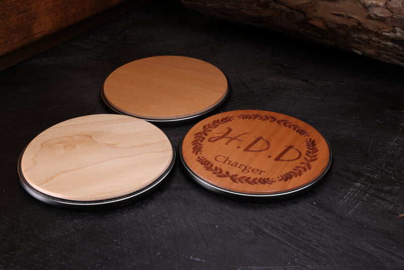 Personalised Engraved 15W Fast Wooden Wireless Charger
