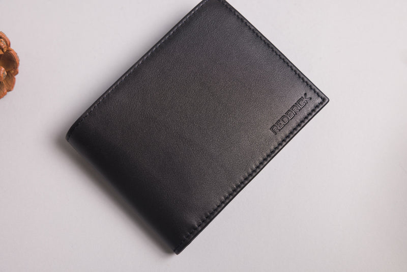 Personalised Black & Blue Leather Wallet – Bifold with Coin Pocket & Extra Card Slots