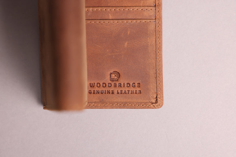 Personalised Engraved Rustic Brown Trifold Leather Wallet