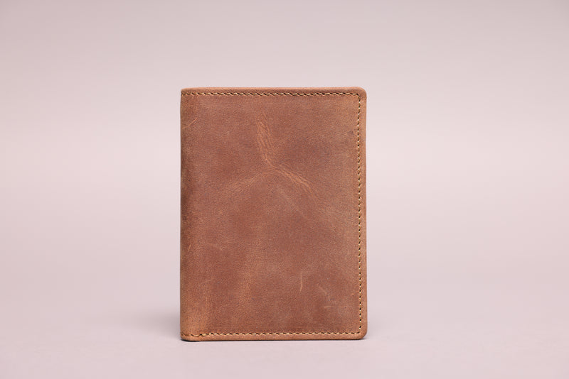Personalised Engraved Rustic Brown Trifold Leather Wallet