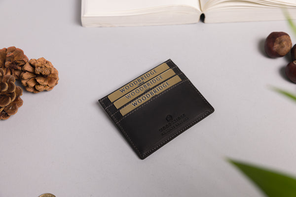 Personalised Engraved Black Hunter Leather Card Holder Wallet