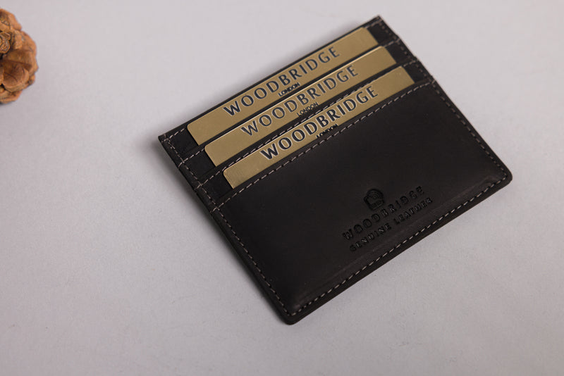 Personalised Engraved Black Hunter Leather Card Holder Wallet