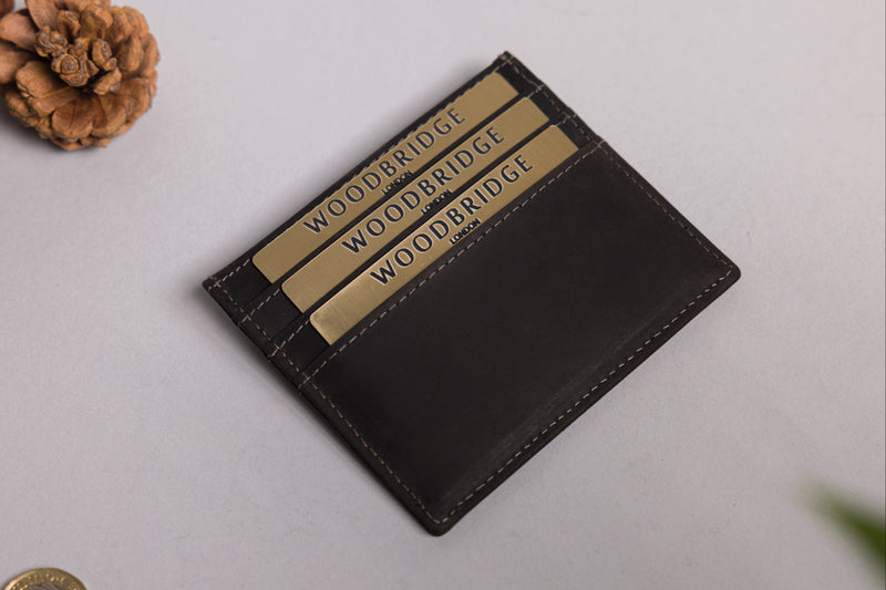 Personalised Engraved Black Hunter Leather Card Holder Wallet