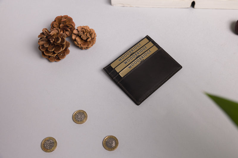 Personalised Engraved Black Hunter Leather Card Holder Wallet
