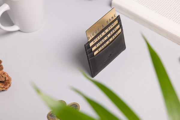 Personalised Engraved Black Hunter Leather Card Holder Wallet