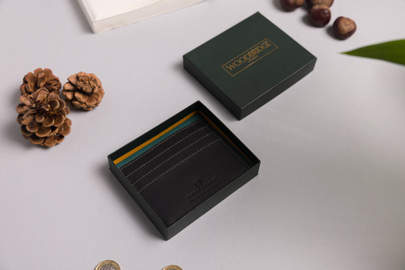 Personalised Engraved Black Hunter Leather Card Holder Wallet