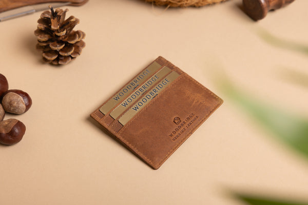 Personalised Engraved Rustic Brown Leather Card Holder Wallet