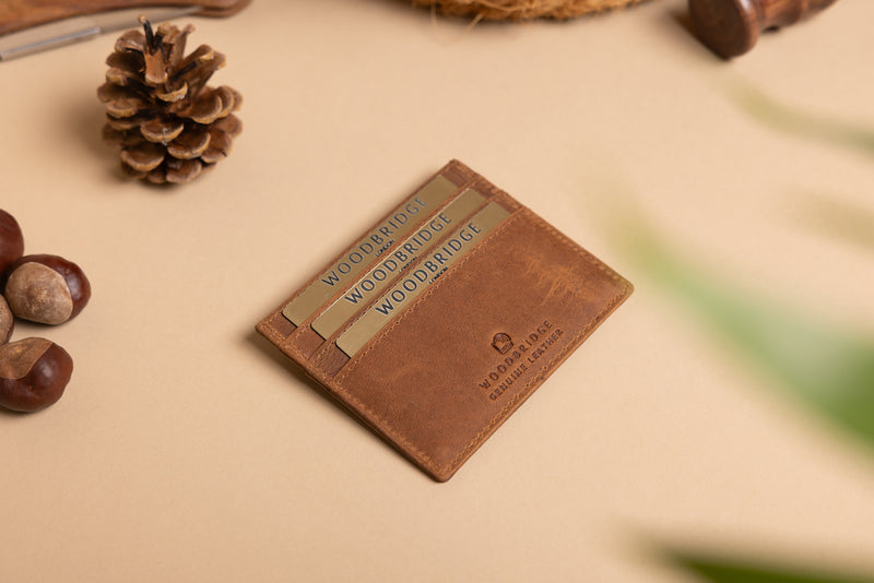 Personalised Engraved Rustic Brown Leather Card Holder Wallet