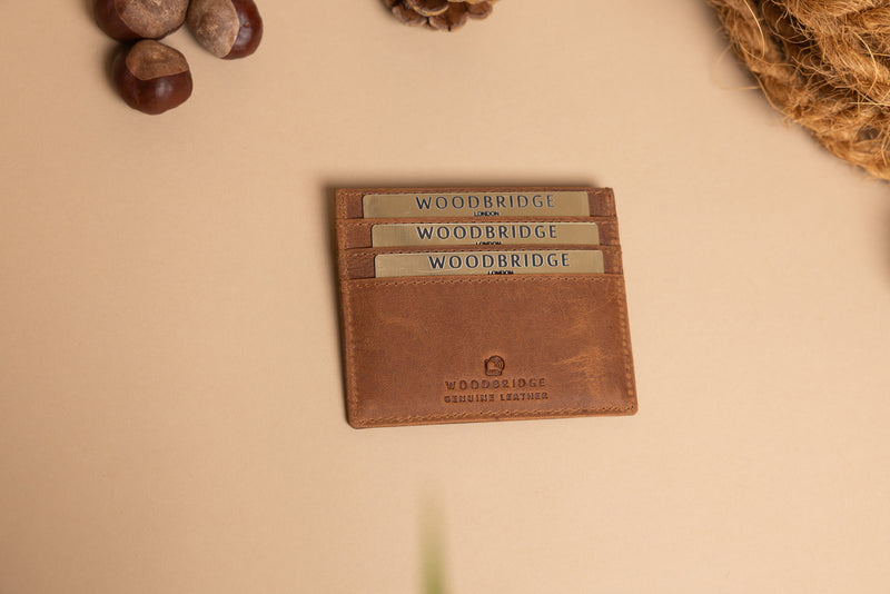 Personalised Engraved Rustic Brown Leather Card Holder Wallet