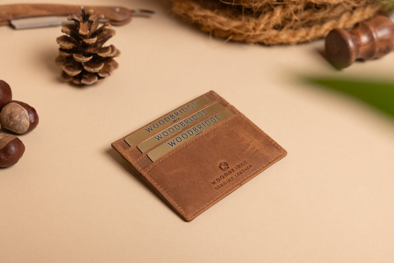 Personalised Engraved Rustic Brown Leather Card Holder Wallet