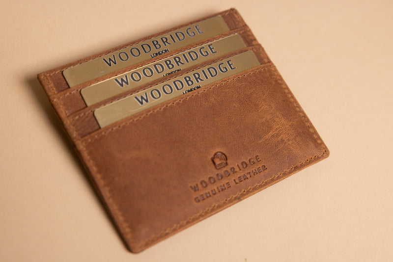 Personalised Engraved Rustic Brown Leather Card Holder Wallet