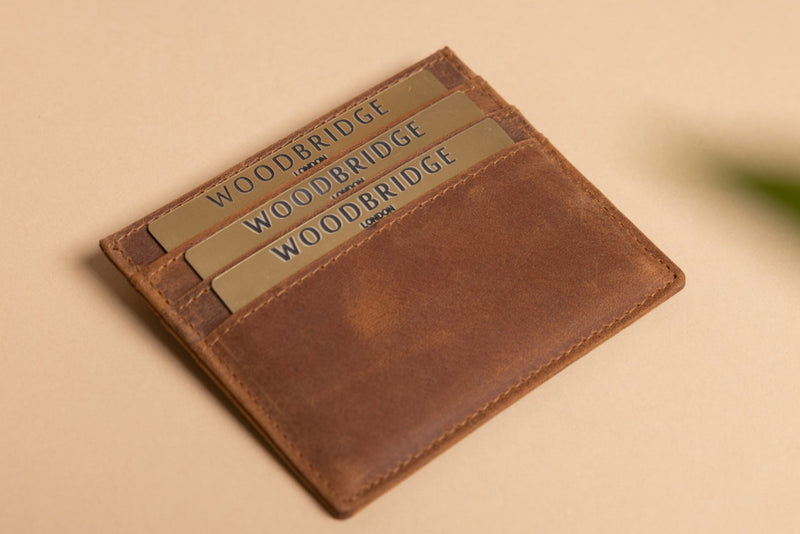 Personalised Engraved Rustic Brown Leather Card Holder Wallet
