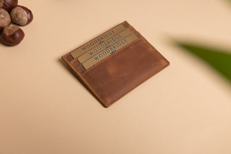 Personalised Engraved Rustic Brown Leather Card Holder Wallet