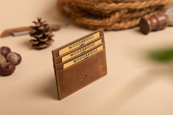 Personalised Engraved Rustic Brown Leather Card Holder Wallet