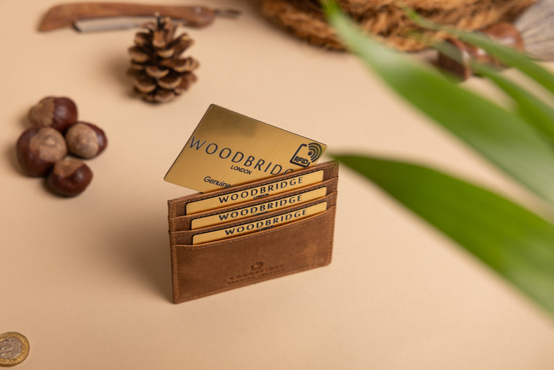 Personalised Engraved Rustic Brown Leather Card Holder Wallet