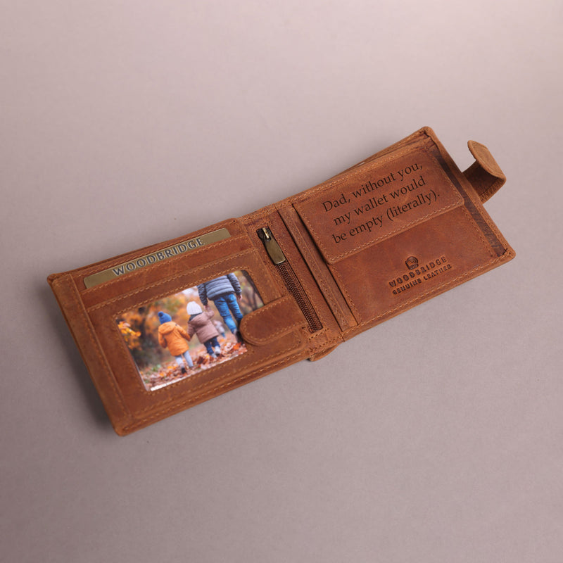 Personalised Engraved Mens Bifold Brown Leather Wallet