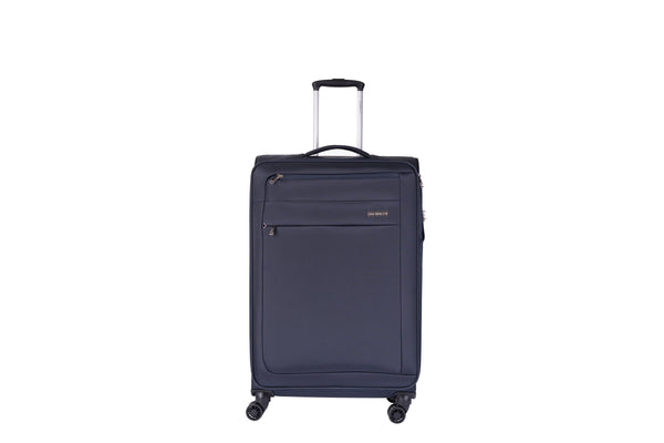 Highbury Navy Softside Luggage, Polyester Soft-Shell Spinner/Suitcase Set with 8 Wheels - 28 inches, 24 inches, 20 inches