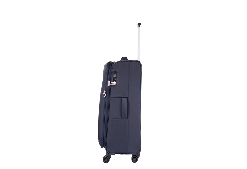 Highbury Navy Softside Luggage, Polyester Soft-Shell Spinner/Suitcase Set with 8 Wheels - 28 inches, 24 inches, 20 inches