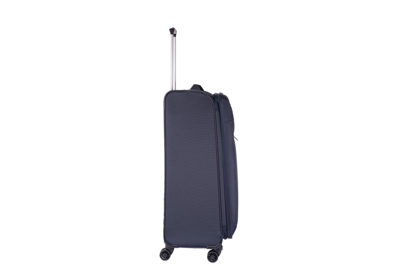 Highbury Navy Softside Luggage, Polyester Soft-Shell Spinner/Suitcase Set with 8 Wheels - 28 inches, 24 inches, 20 inches