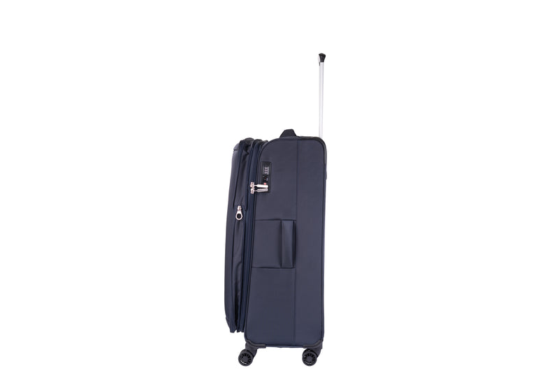 Highbury Navy Softside Luggage, Polyester Soft-Shell Spinner/Suitcase Set with 8 Wheels - 28 inches, 24 inches, 20 inches