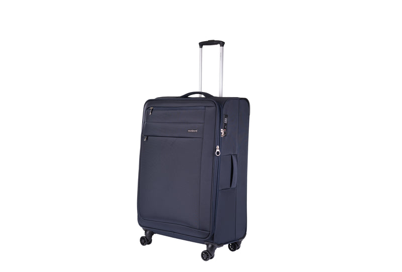 Highbury Navy Softside Luggage, Polyester Soft-Shell Spinner/Suitcase Set with 8 Wheels - 28 inches, 24 inches, 20 inches