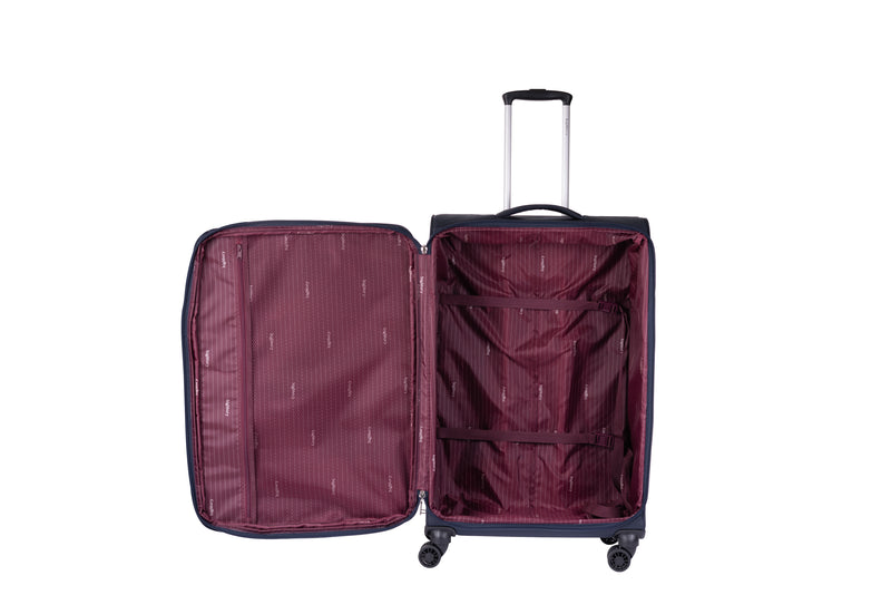 Highbury Navy Softside Luggage, Polyester Soft-Shell Spinner/Suitcase Set with 8 Wheels - 28 inches, 24 inches, 20 inches