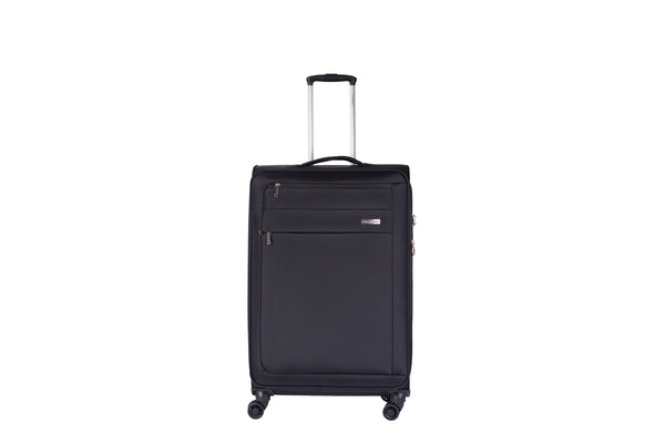 Highbury Black Softside Luggage, Polyester Soft-Shell Spinner/Suitcase Set with 8 Wheels - 28 inches, 24 inches, 20 inches