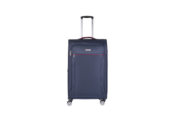 Highbury Navy Softside Luggage, Polyester Soft-Shell Spinner/Suitcase Set with 8 Wheels - 28 inches, 24 inches, 20 inches