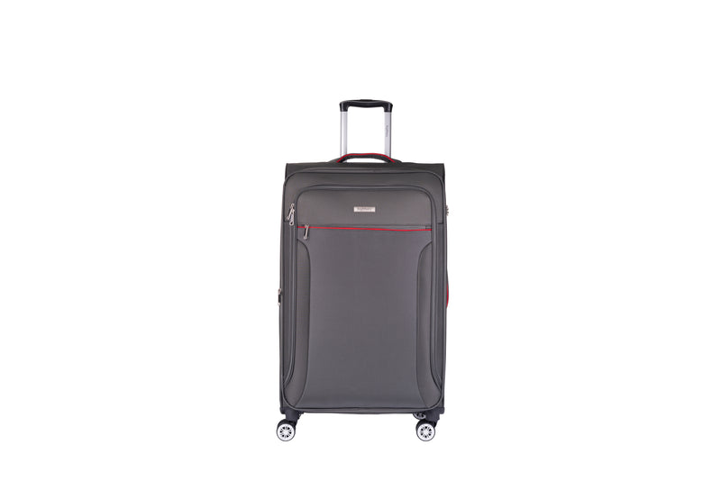 Highbury Dark Grey Softside Luggage, Polyester Soft-Shell Spinner/Suitcase Set with 8 Wheels - 28 inches, 24 inches, 20 inches