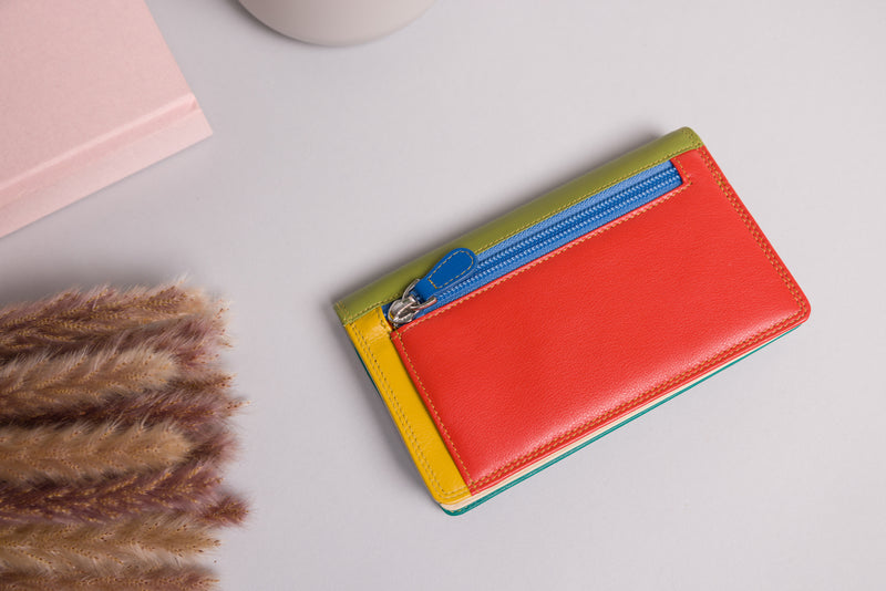 Personalised Engraved Green Multi Leather Purse