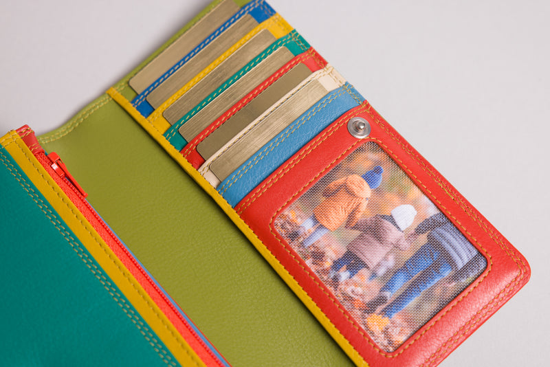 Personalised Engraved Green Multi Leather Purse