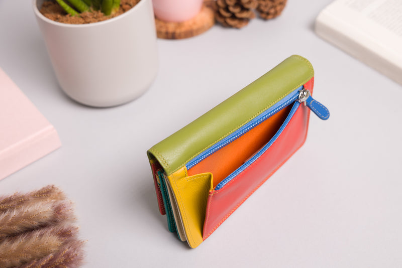 Personalised Engraved Green Multi Leather Purse