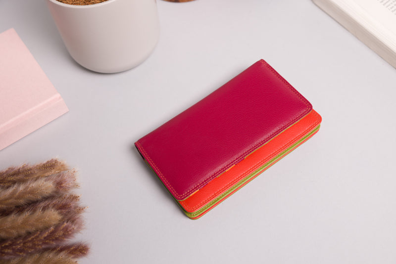 Personalised Engraved Red Multi Leather Purse