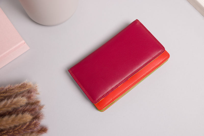 Personalised Engraved Red Multi Leather Purse