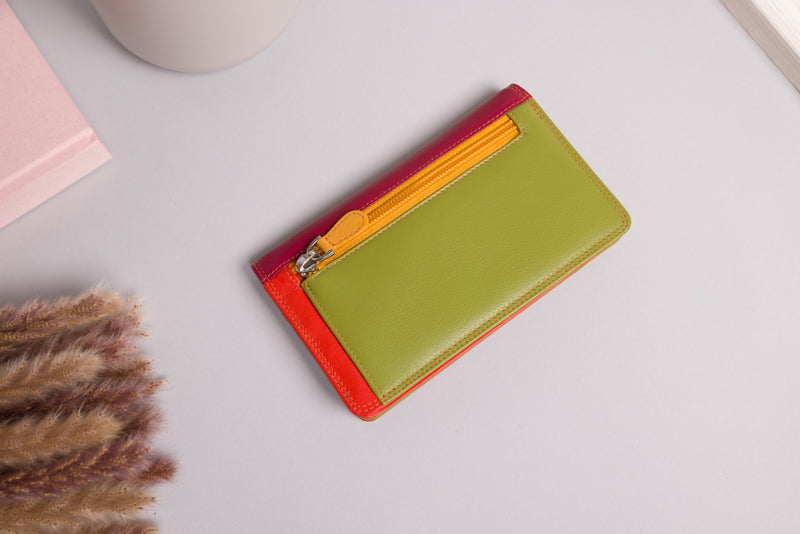 Personalised Engraved Red Multi Leather Purse