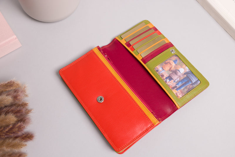 Personalised Engraved Red Multi Leather Purse