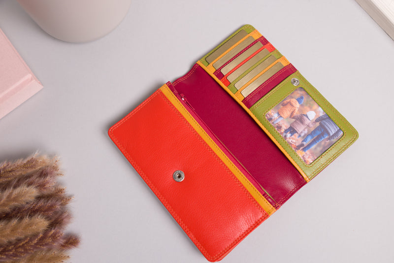 Personalised Engraved Red Multi Leather Purse