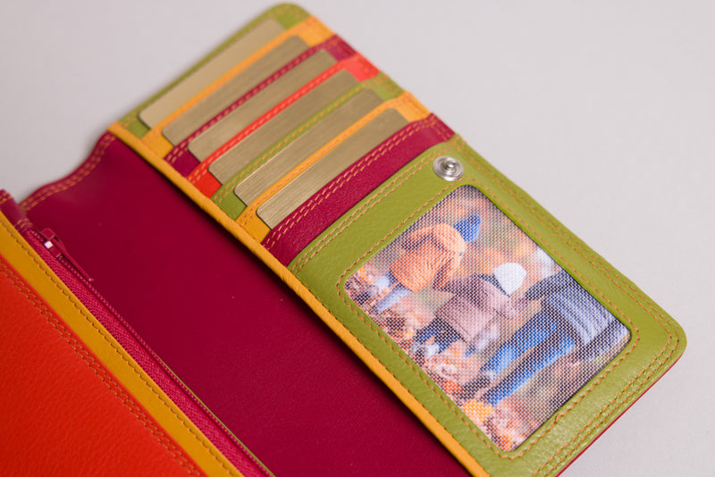 Personalised Engraved Red Multi Leather Purse