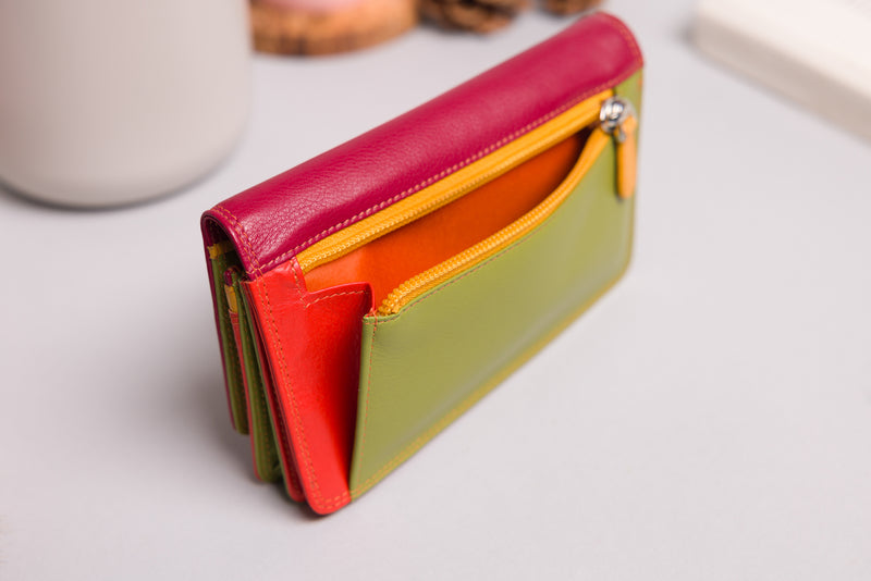 Personalised Engraved Red Multi Leather Purse