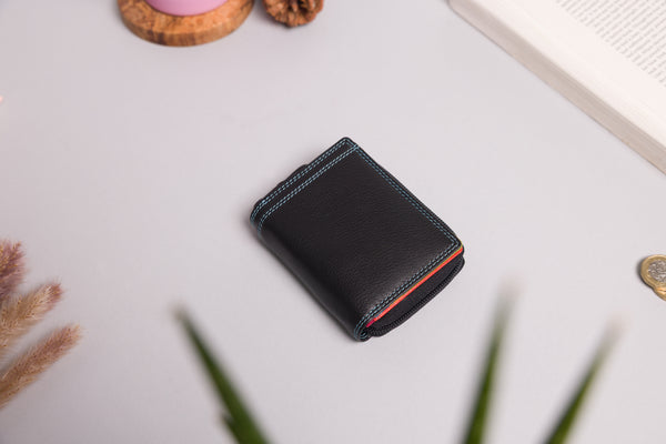 Personalised Engraved Black Multi Leather Purse