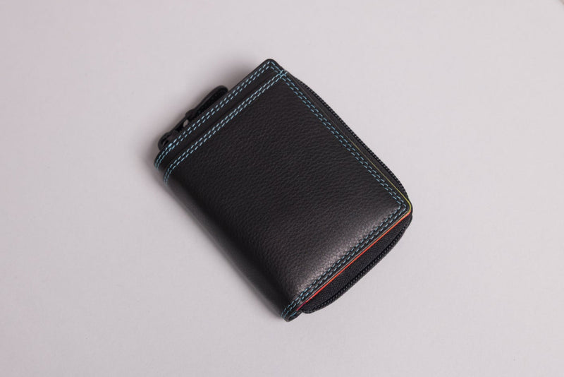 Personalised Engraved Black Multi Leather Purse