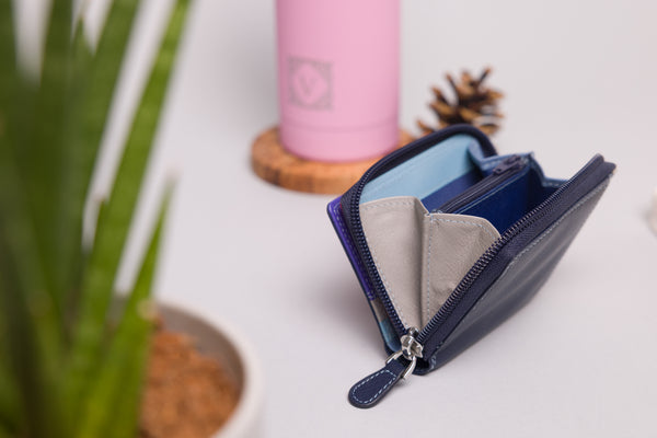 Personalised Engraved Sky Multi Leather Purse