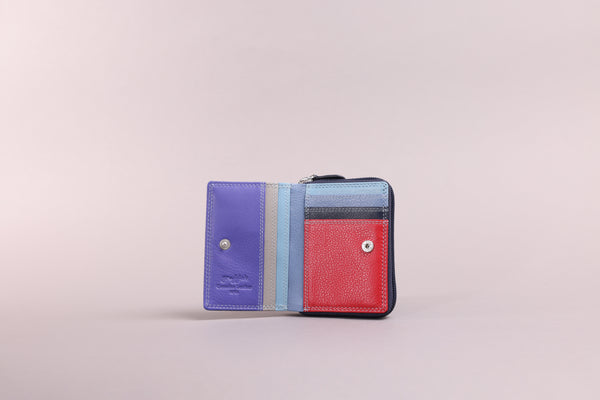 Personalised Engraved Sky Multi Leather Purse