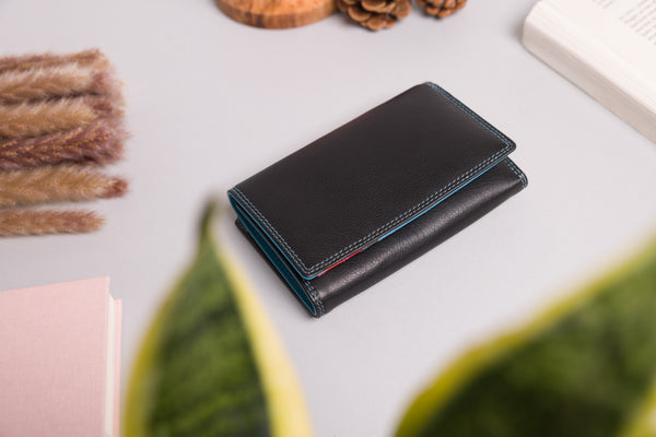 Personalised Engraved Black Multi Leather Purse
