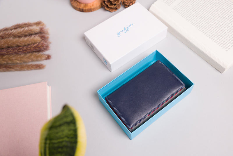 Personalised Engraved Sky Multi Leather Purse