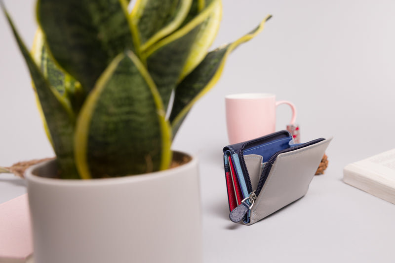 Personalised Engraved Sky Multi Leather Purse